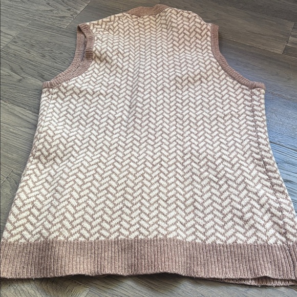 Golden Horse | Vintage 100% Virgin Wool Brown and Cream Knit Vest Size XXL - Picture 11 of 13